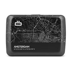 Foto van Ogon designs stockholm v2 rfid creditcardhouder - v2.0 smart case - aluminium - zwart - city map - amsterdam