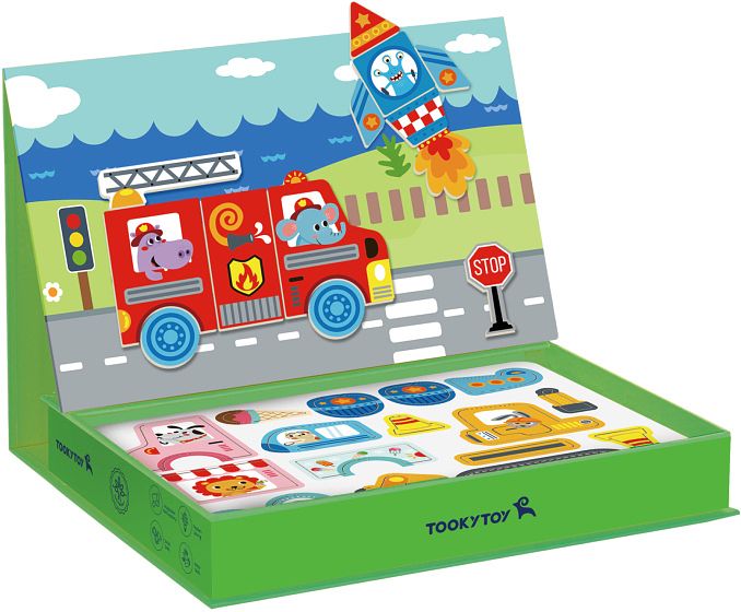 Foto van Tooky toy educatief houten magneetbord transport 80 delig