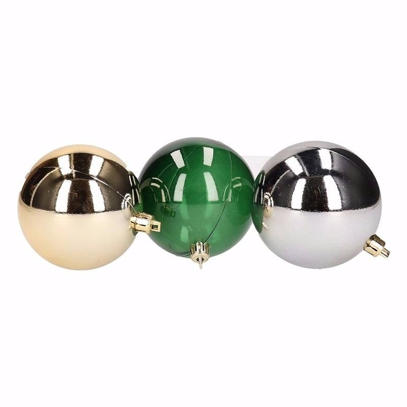 Foto van Forest christmas 6-delige kerstballen set groen/goud - kerstbal