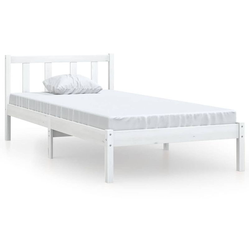 Foto van The living store bedframe grenenhout - 205.5 x 95.5 x 69.5 cm - 90x200 cm - wit