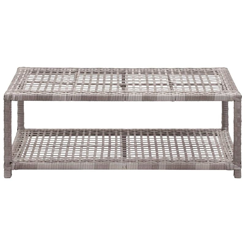 Foto van The living store schoenenbank grijs - poly rattan/metaal - 80x40x30 cm - met schap en zitvlak