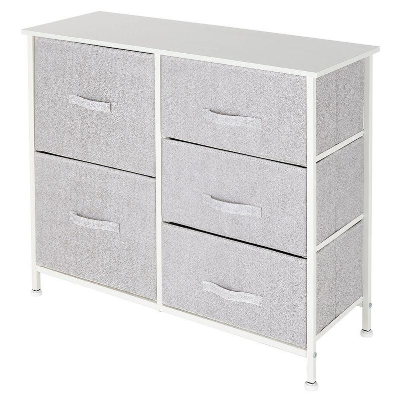 Foto van Ml-design commode met 5 laden, wit, 80x30x70 cm, gemaakt van stalen frame met gelamineerde mdf bovenplaat