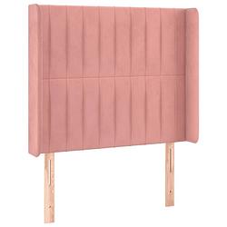 Foto van Vidaxl hoofdbord met randen 103x16x118/128 cm fluweel roze