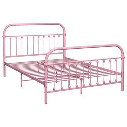 Foto van The living store metalen bedframe - roze - 213 x 131 x 109 cm - geschikt voor 120 x 200 cm matras - montage vereist