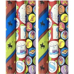 Foto van Assortiment sinterklaas cadeaupapier inpakpapier - 2.5 meter x 50 cm - 6 rollen