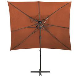 Foto van The living store parasol - terracotta - 250 x 250 x 253 cm - uv-beschermend polyester