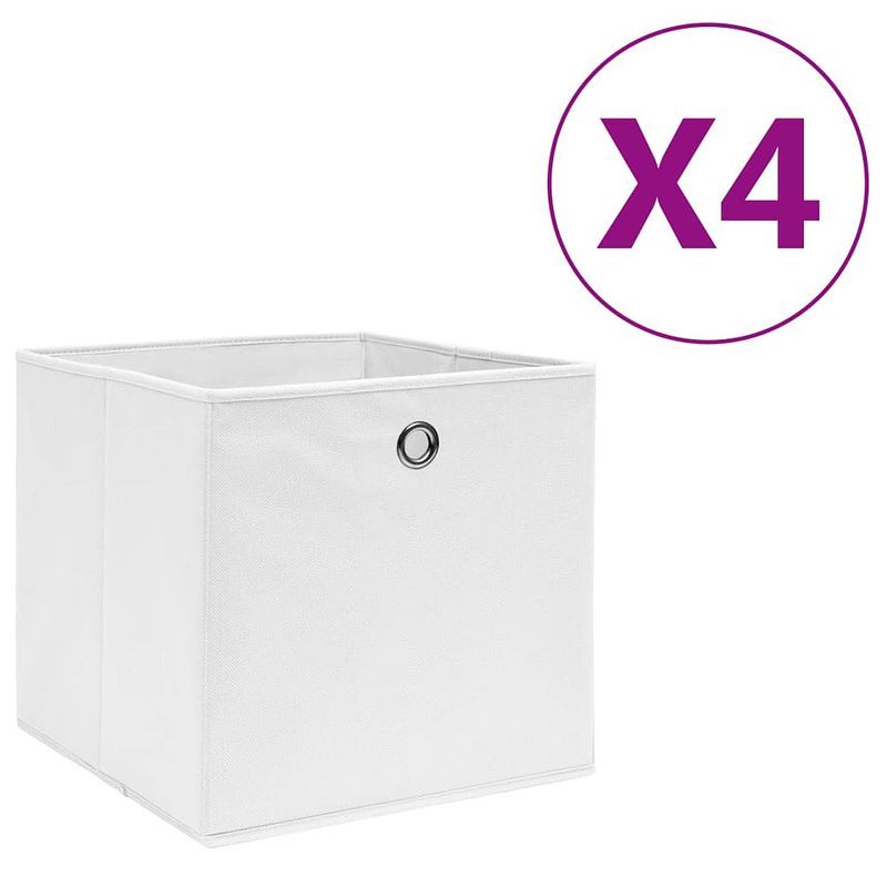 Foto van Vidaxl opbergboxen 4 st 28x28x28 cm nonwoven stof wit