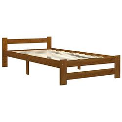 Foto van The living store bed the living store houten bedframe - 204x97x55 cm - honingbruin