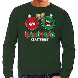 Foto van Bellatio decorations foute kersttrui/sweater voor heren - baldadig kerstfeest - groen - ontdeugend l - kerst truien