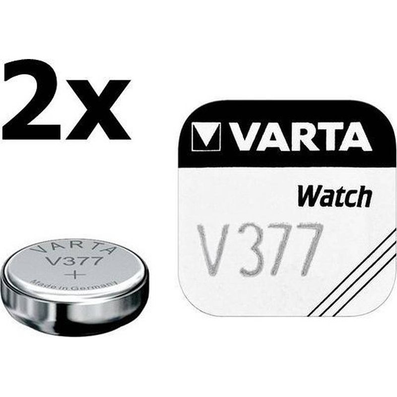 Foto van 2 stuks - varta v377 27mah 1.55v knoopcel batterij