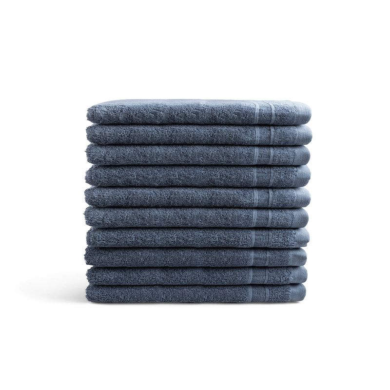 Foto van Seashell luxor washandjes - jeans blauw - 10 stuks - 16x21cm - hotel kwaliteit