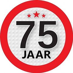 Foto van 10x 75 jaar leeftijd stickers rond 9 cm verjaardag versiering - feeststickers