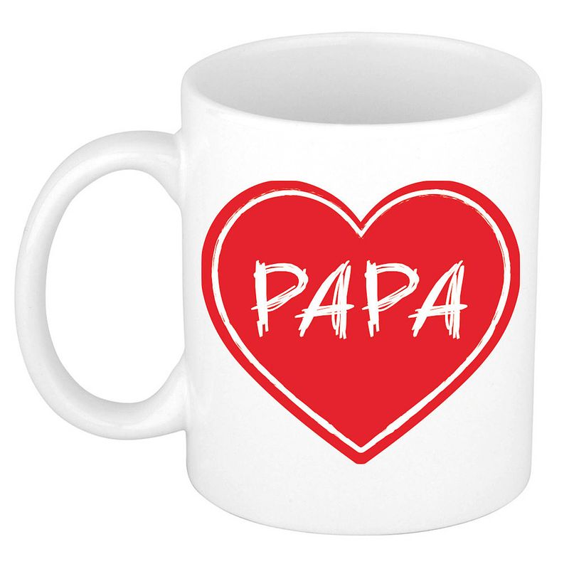 Foto van Bellatio decorations liefste papa verjaardag cadeau mok - rood hartje - 300 ml - vaderdag - feest mokken