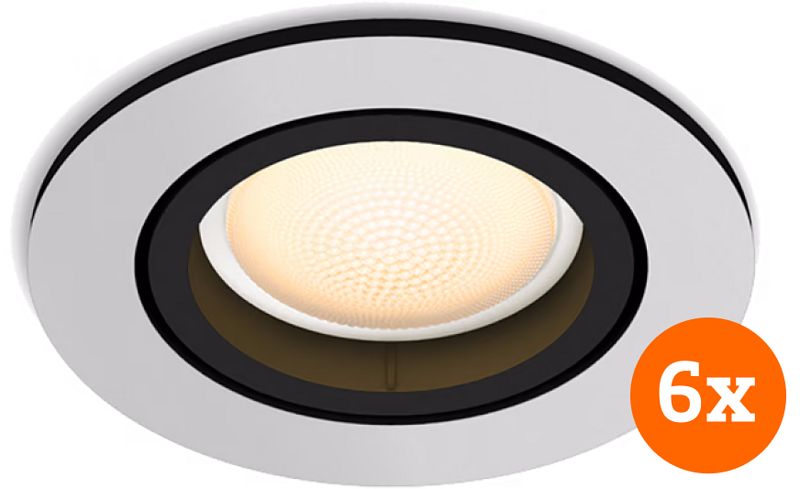 Foto van Philips hue milliskin inbouwspot white ambiance rond aluminium 6-pack