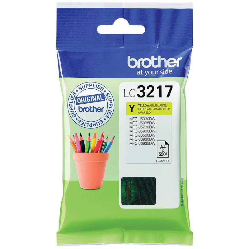 Foto van Brother inktcartridge, 550 pagina'ss, oem lc-3217y, geel 5 stuks