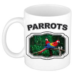 Foto van Dieren papegaai beker - parrots/ papegaaien mok wit 300 ml - feest mokken