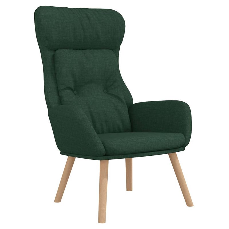 Foto van The living store fauteuil relaxstoel - donkergroen - 70 x 77 x 94 cm - dik gevoerd