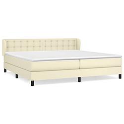 Foto van The living store boxspringbed - kunstleer - pocketvering - middelharde ondersteuning - crème - 203x203x78/88cm -