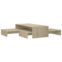 Foto van The living store salontafelset - sonoma eiken - 100x100x26.5 cm - spaanplaat