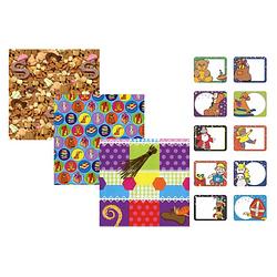 Foto van Assortiment 1 sinterklaaspapier cadeaupapier inpakpapier extra lang en breed - 300 x 100 cm - 3 rollen en etiketten