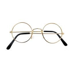 Foto van Verkleed bril - rond - goud montuur - voor volwassenen - verkleedaccessoires - verkleedbrillen