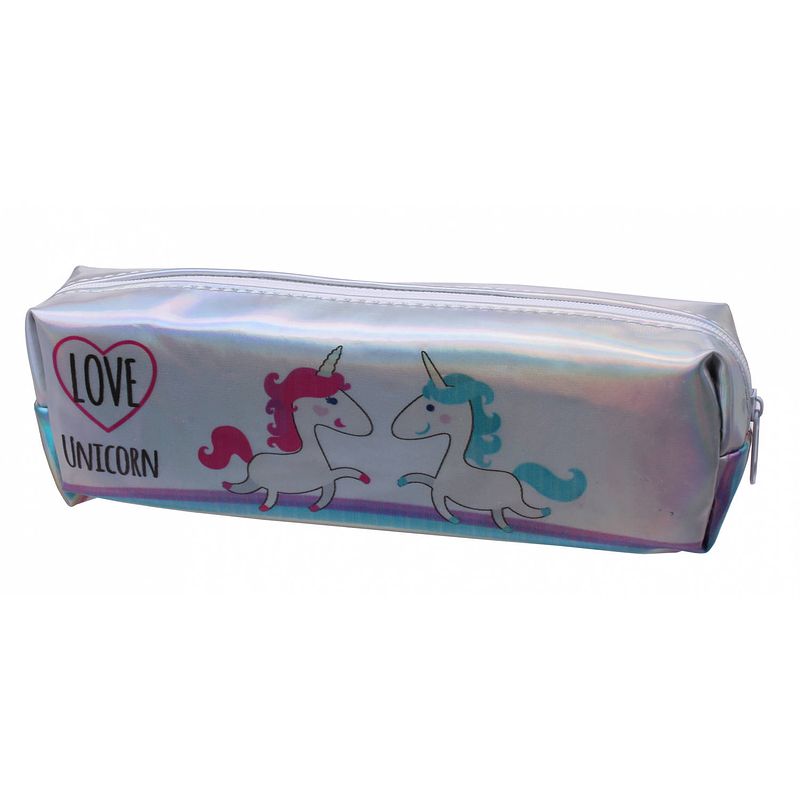 Foto van I-total etui love unicorn junior 22 cm polyester zilver