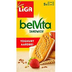 Foto van Liga belvita sandwich koekjes yoghurt aardbei 253g bij jumbo