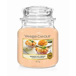 Foto van Yankee candle geurkaars medium mango ice cream - 13 cm / ø 11 cm