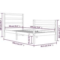 Foto van The living store houten bedframe - 195.5 x 95.5 x 100 cm - zwart - massief grenenhout