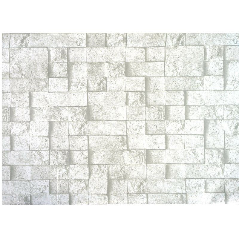 Foto van Decoratie plakfolie - 3x - beige/grijs steen patroon - 45 cm x 2 m - zelfklevend - meubelfolie