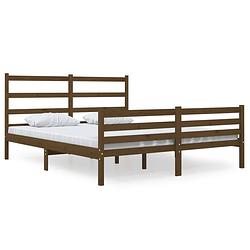 Foto van Infiori bedframe massief grenenhout honingbruin 135x190 cm 4ft6 double