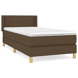 Foto van The living store boxspringbed pocketvering - 193 x 93 x 78/88 cm - donkerbruin - stof - duurzaam - verstelbaar