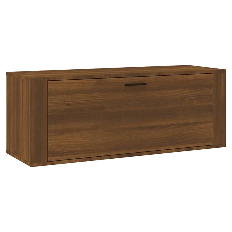 Foto van The living store schoenenkast wandgemonteerd 100x35x38cm bewerkt hout bruineiken - schoenenkast