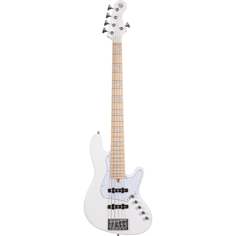 Foto van Cort elrick njs5 white mn 5-snarige elektrische basgitaar met gigbag