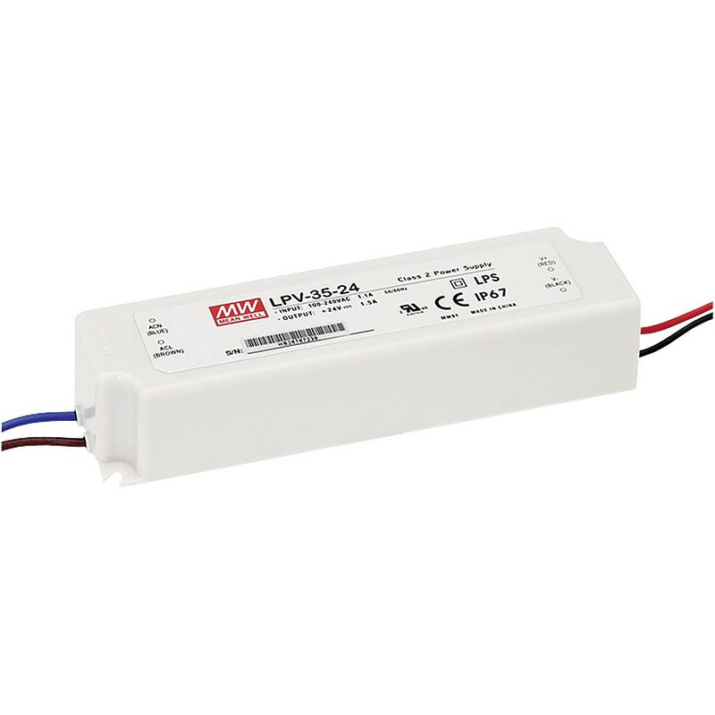 Foto van Mean well lpv-35-36 led-transformator constante spanning 36 w 0 - 1 a 36 v/dc niet dimbaar, overbelastingsbescherming