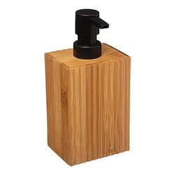 Foto van 5five zeeppompje/dispenser bamboo lotion - lichtbruin/zwart - 8 x 17 cm - 280 ml - hout - zeeppompjes