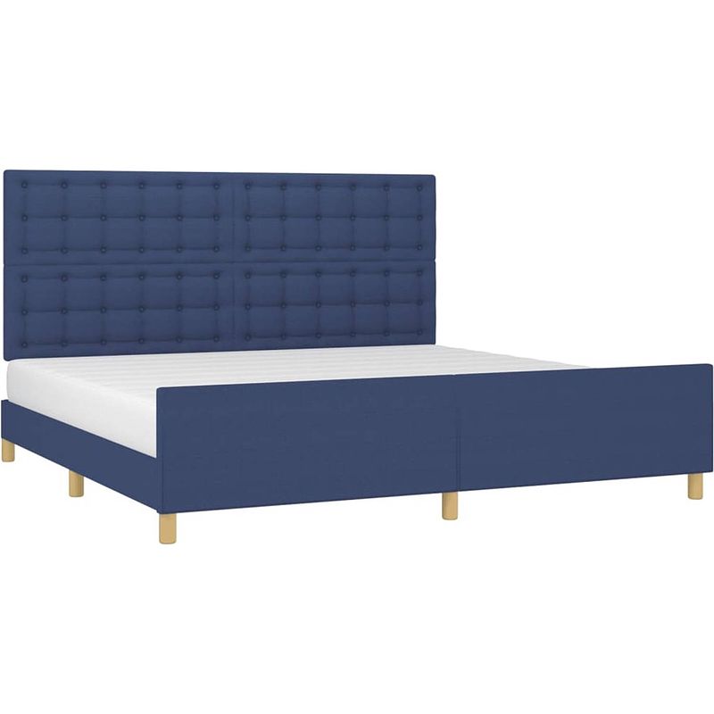 Foto van The living store bedframe blauw hoofdeind - 203 x 206 x 118/128 cm - verstelbaar