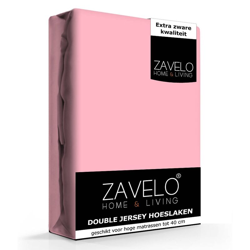 Foto van Zavelo double jersey hoeslaken roze-lits-jumeaux (160x200 cm)