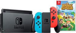 Foto van Nintendo switch rood/blauw + animal crossing new horizons