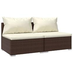 Foto van Vidaxl 2-delige loungeset met kussens poly rattan bruin