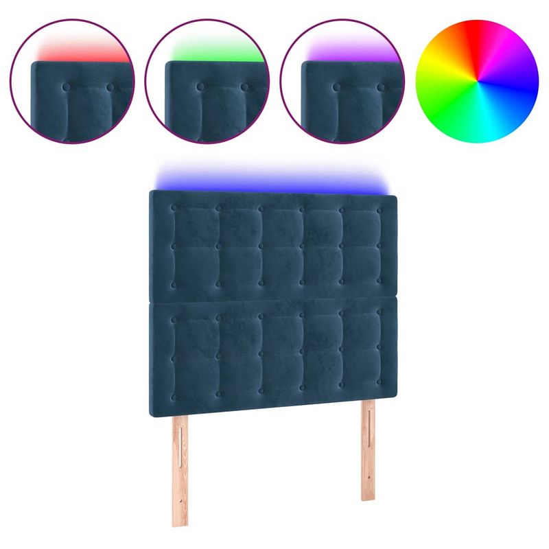 Foto van Vidaxl hoofdbord led 100x5x118/128 cm fluweel donkerblauw