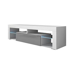 Foto van Meubella tv-meubel fancy - grijs - wit - 140 cm - met led