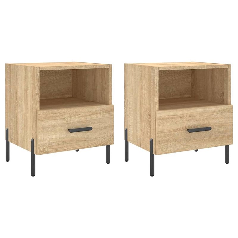 Foto van The living store nachtkastjes the living store moderne charme - 40 x 35 x 47.5 cm - sonoma eiken