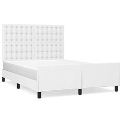 Foto van Vidaxl bedframe met hoofdbord kunstleer wit 140x190 cm