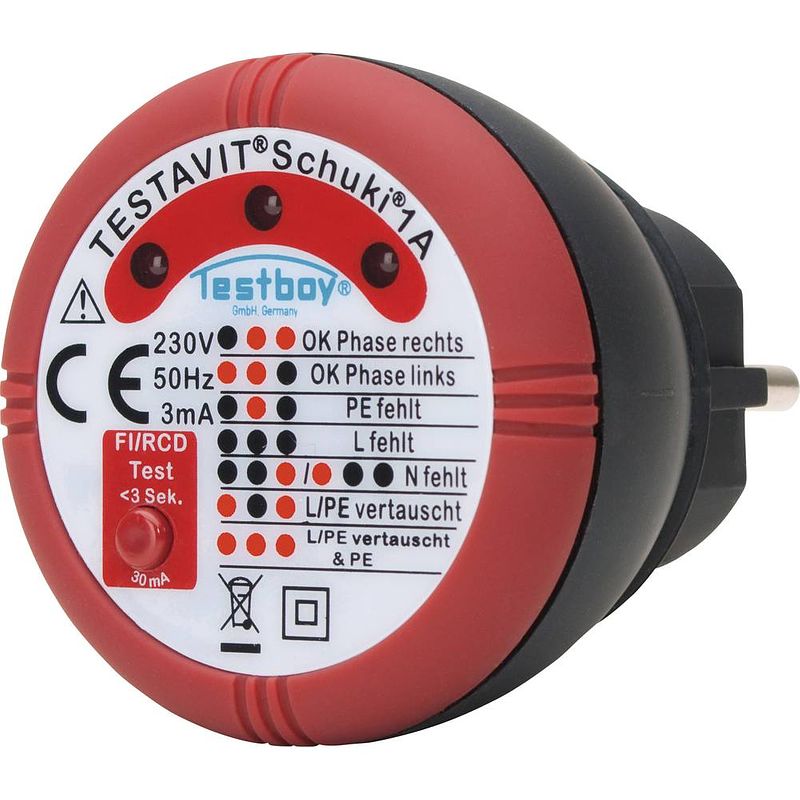 Foto van Testboy schuki® 1a stopcontacttester cat ii 300 v led