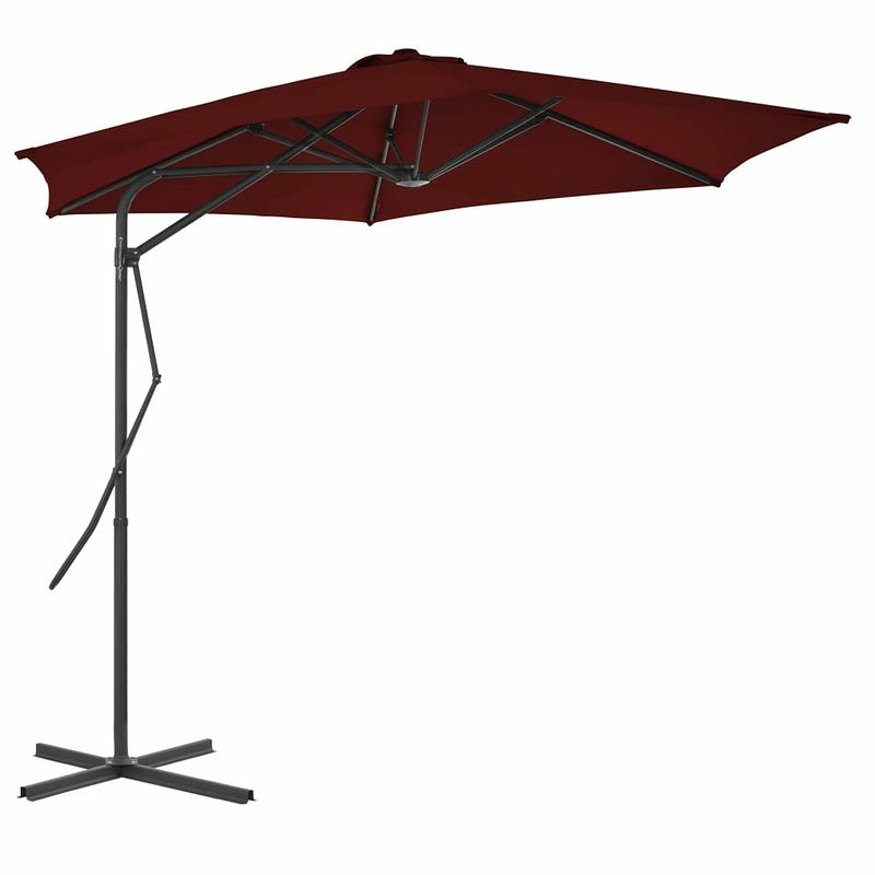 Foto van Vidaxl parasol met stalen paal 300x230 cm bordeauxrood