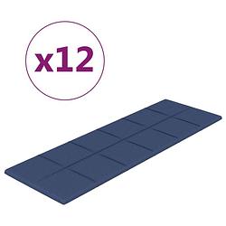 Foto van Vidaxl wandpanelen 12 st 3,24 m² 90x30 cm stof blauw