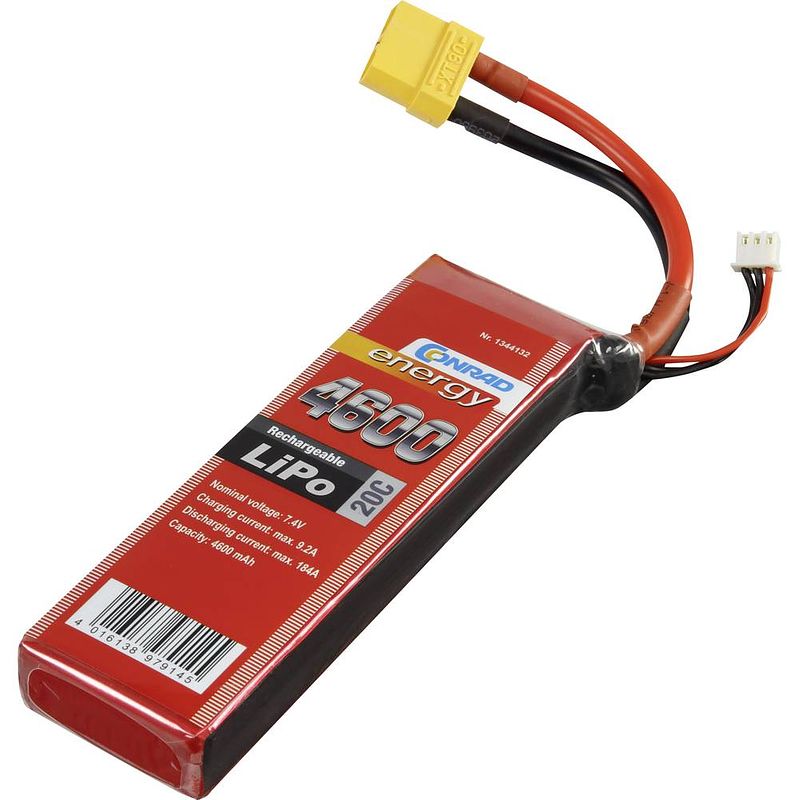 Foto van Conrad energy lipo accupack 7.4 v 4600 mah aantal cellen: 2 20 c softcase xt90