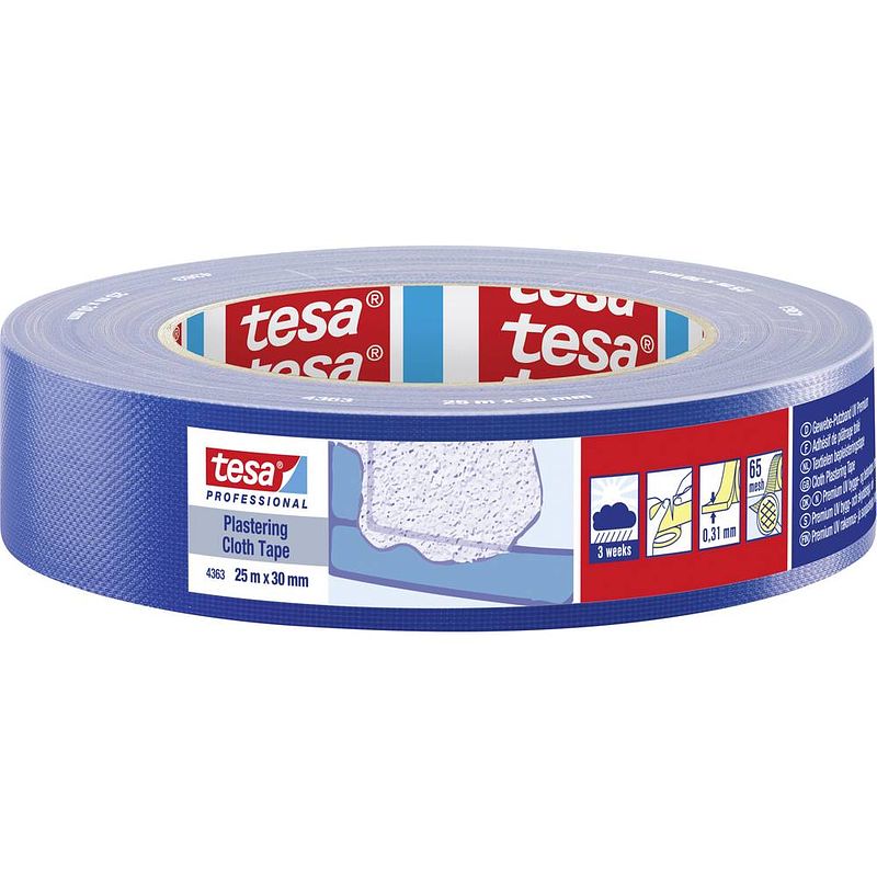 Foto van Tesa 04363-00002-02 gipstape tesa professional blauw (l x b) 25 m x 30 mm 1 stuk(s)