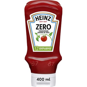 Foto van Heinz tomaten ketchup zero (zonder toegevoegde suikers & zout) 400ml bij jumbo